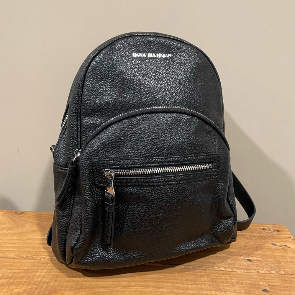 Black Leather Small Backpack